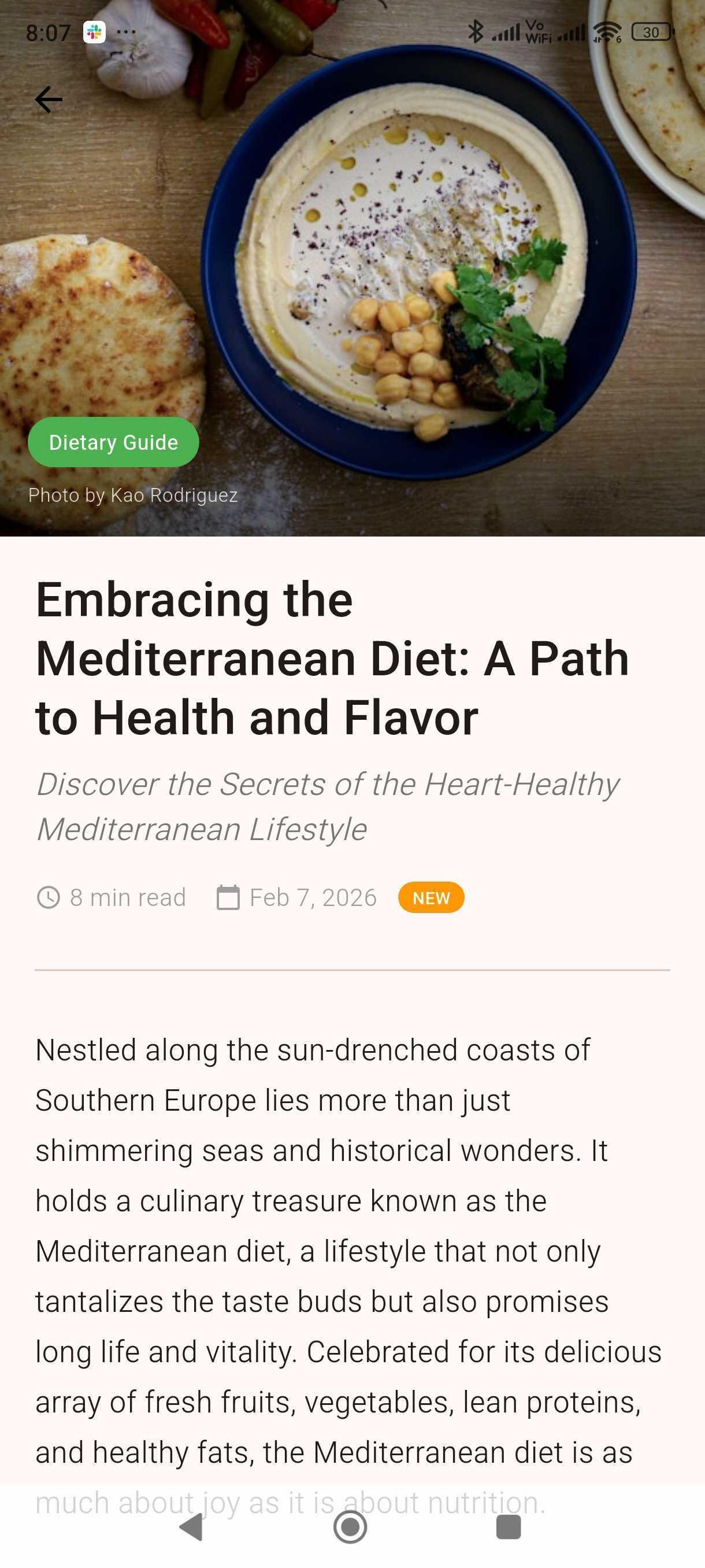 FridgeScanner daily article view