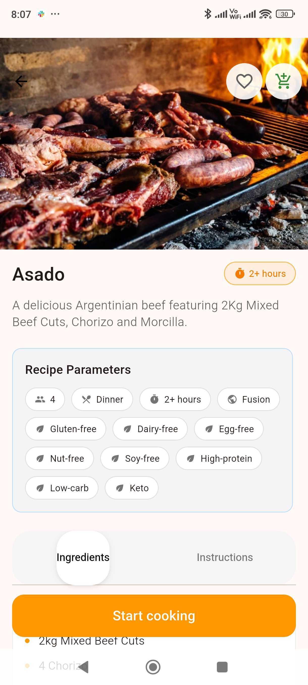 FridgeScanner recipe detail view